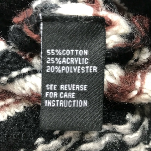 Cliche Woven Fringe black brown Earth tones Knit Sweater top size L - Picture 6 of 6